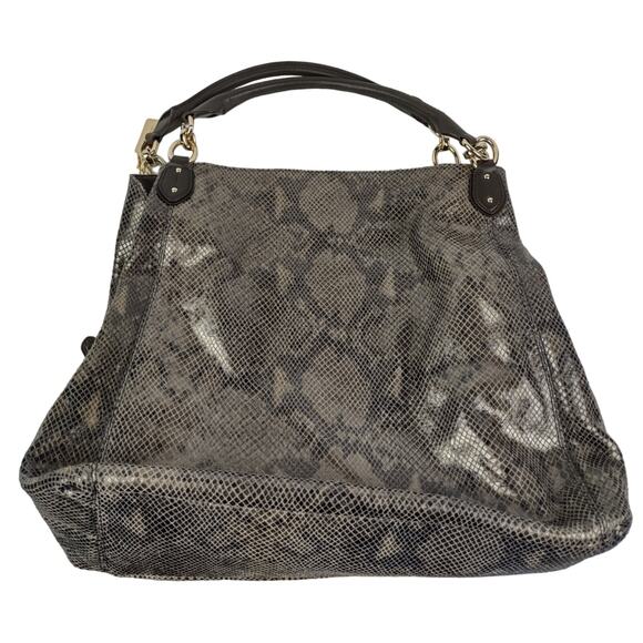 COACH Madison Phoebe Large Shoulder Embossed Snakeskin Hobo Bag Purse Handbag - Picture 3 of 16